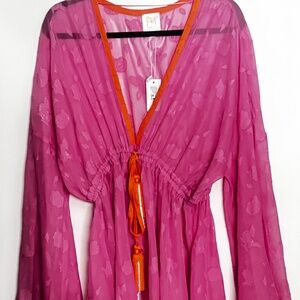 Milly Olympia Lurex Jacquard Dress Pink/Tangerine Medium